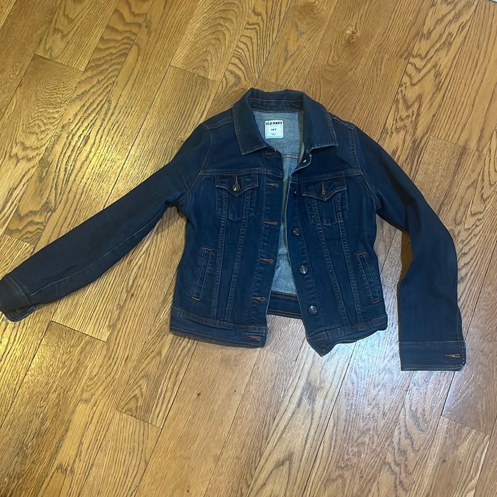 Old Navy dark wash crop denim jacket small